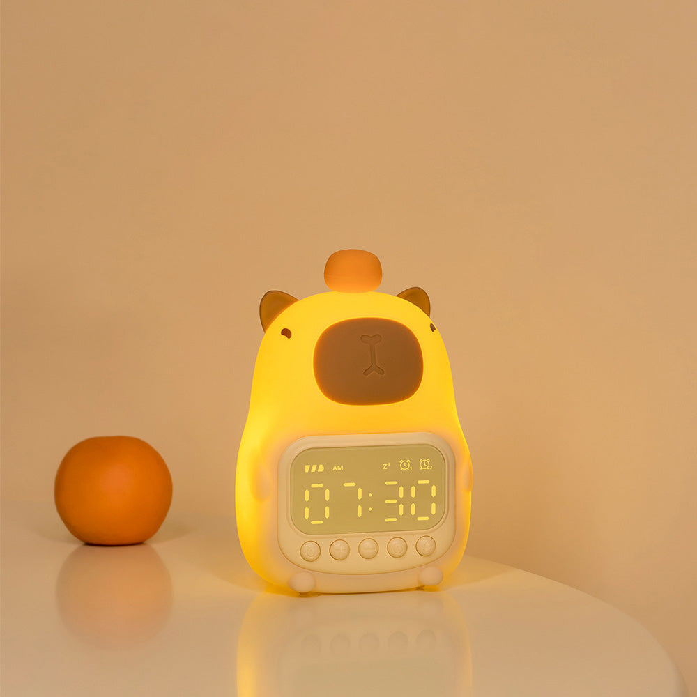 Squishy Silicone Capybara Wecker LED Nachtlicht - Perfektes Geschenk für Kinder und Mädchen