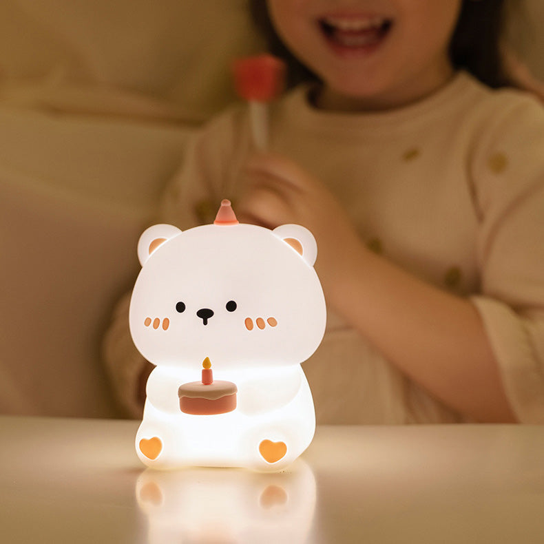 Squishy Silikon Kuchen Bär LED Nachtlicht - Perfektes Geschenk für Kinder und Mädchen