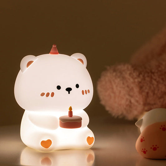 Squishy Silikon Kuchen Bär LED Nachtlicht - Perfektes Geschenk für Kinder und Mädchen