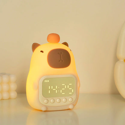 Squishy Silicone Capybara Wecker LED Nachtlicht - Perfektes Geschenk für Kinder und Mädchen