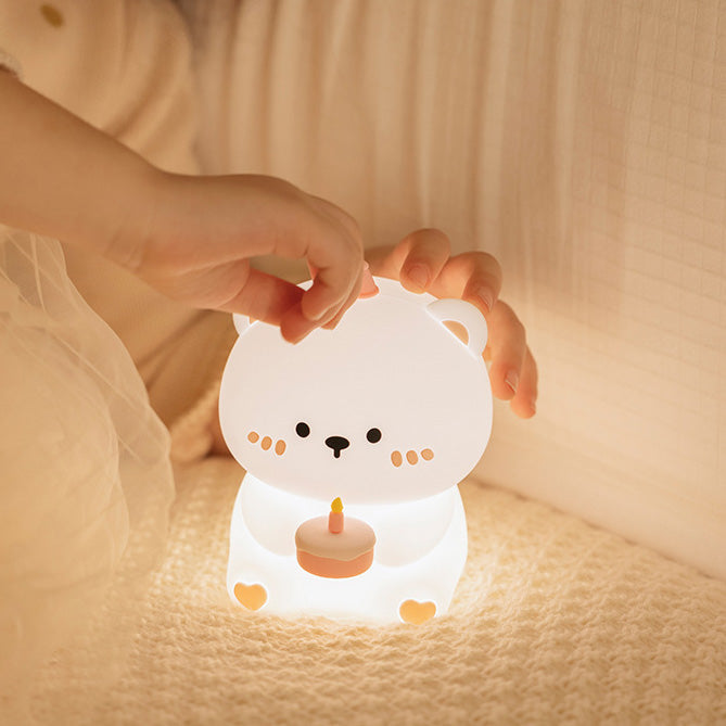 Squishy Silikon Kuchen Bär LED Nachtlicht - Perfektes Geschenk für Kinder und Mädchen