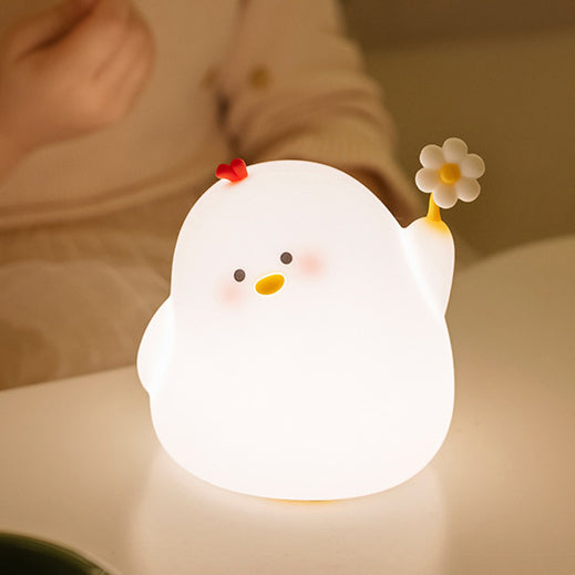 Niedliche Hühner-Nachtlicht-LED-Squishy-Silikon-Tap Lampe Beste Geschenk für Baby und Mädchen