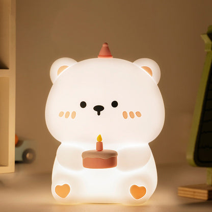 Squishy Silikon Kuchen Bär LED Nachtlicht - Perfektes Geschenk für Kinder und Mädchen