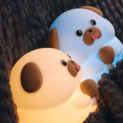 Squishy Silicone Gieriger Welpen LED Nachtlicht - Perfektes Geschenk für Kinder und Mädchen