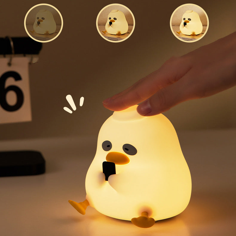 Squishy Silicone Nachteule Ente LED Nachtlicht - Perfektes Geschenk für Kinder und Mädchen