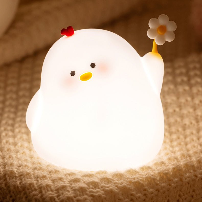 Niedliche Hühner-Nachtlicht-LED-Squishy-Silikon-Tap Lampe Beste Geschenk für Baby und Mädchen