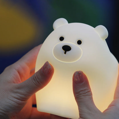 Squishy Silikon Kleine Weiße Bär LED Nachtlicht - Perfektes Geschenk für Kinder und Mädchen