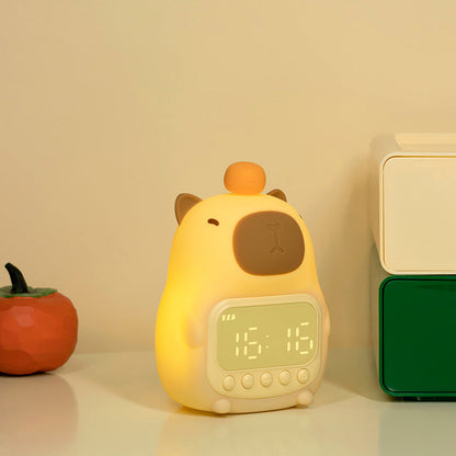 Squishy Silicone Capybara Wecker LED Nachtlicht - Perfektes Geschenk für Kinder und Mädchen