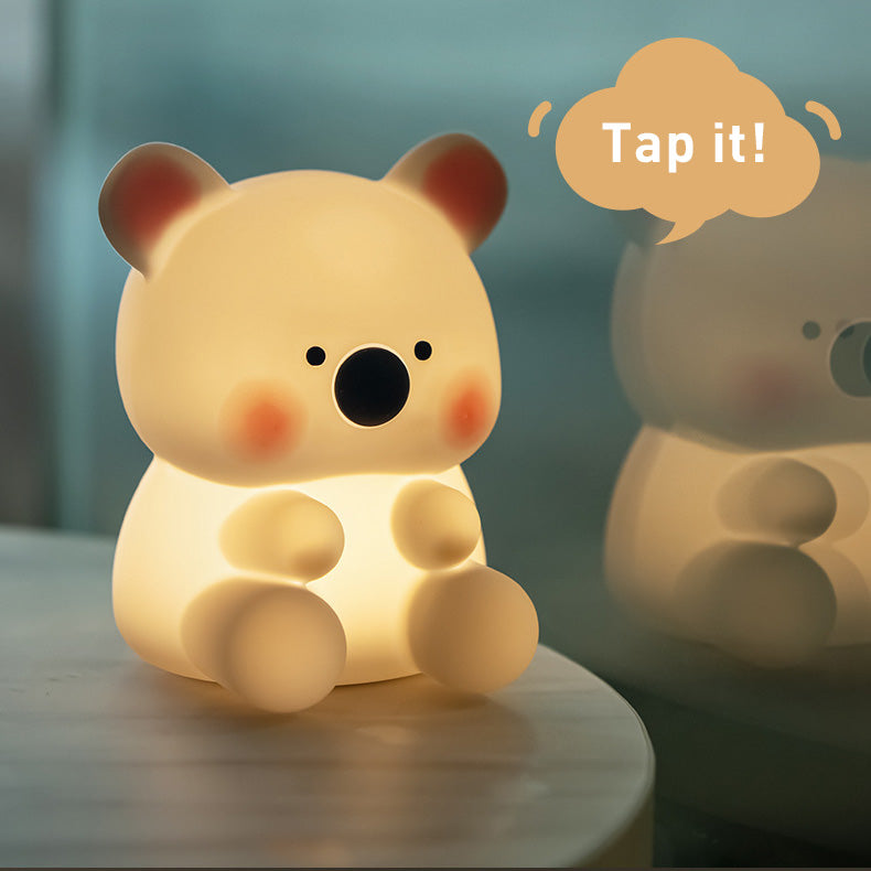 Squishy Silikon Koala mit Hut LED Nachtlicht - Perfektes Geschenk für Kinder und Mädchen