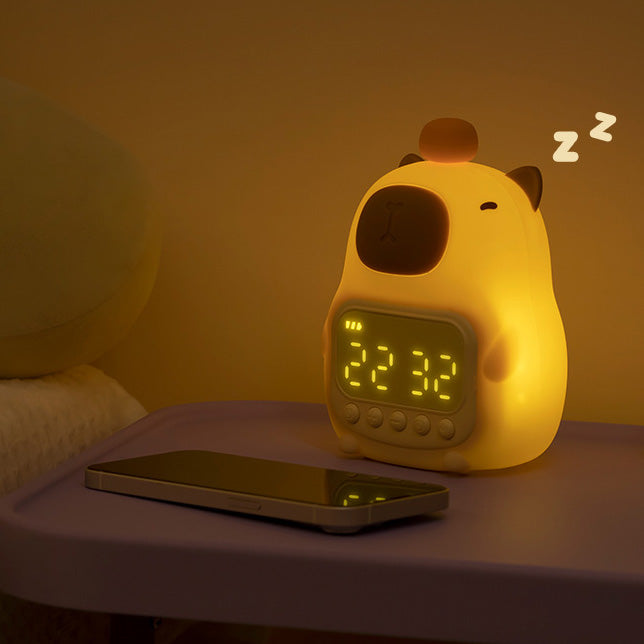 Squishy Silicone Capybara Wecker LED Nachtlicht - Perfektes Geschenk für Kinder und Mädchen