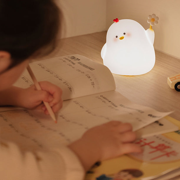 Niedliche Hühner-Nachtlicht-LED-Squishy-Silikon-Tap Lampe Beste Geschenk für Baby und Mädchen