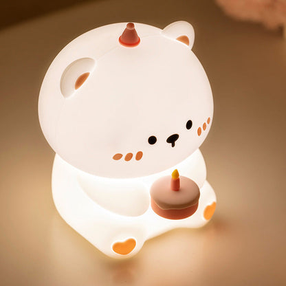 Squishy Silikon Kuchen Bär LED Nachtlicht - Perfektes Geschenk für Kinder und Mädchen