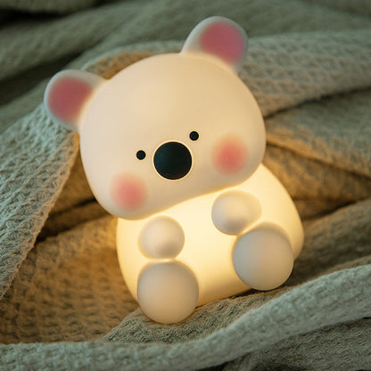 Squishy Silikon Koala mit Hut LED Nachtlicht - Perfektes Geschenk für Kinder und Mädchen