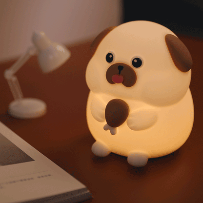 Squishy Silicone Gieriger Welpen LED Nachtlicht - Perfektes Geschenk für Kinder und Mädchen