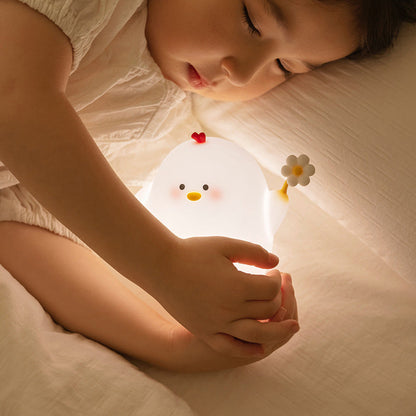 Niedliche Hühner-Nachtlicht-LED-Squishy-Silikon-Tap Lampe Beste Geschenk für Baby und Mädchen