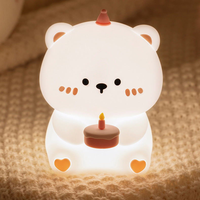 Squishy Silikon Kuchen Bär LED Nachtlicht - Perfektes Geschenk für Kinder und Mädchen