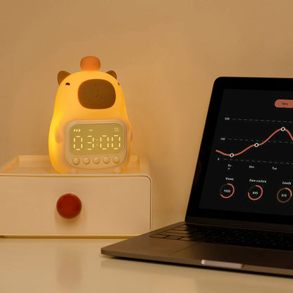 Squishy Silicone Capybara Wecker LED Nachtlicht - Perfektes Geschenk für Kinder und Mädchen