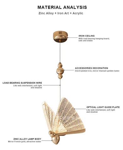 Royallure Schmetterling Pendelleuchte – Elegante Hängeleuchte Kronleuchter für Wohn- & Schlafzimmerdekoration
