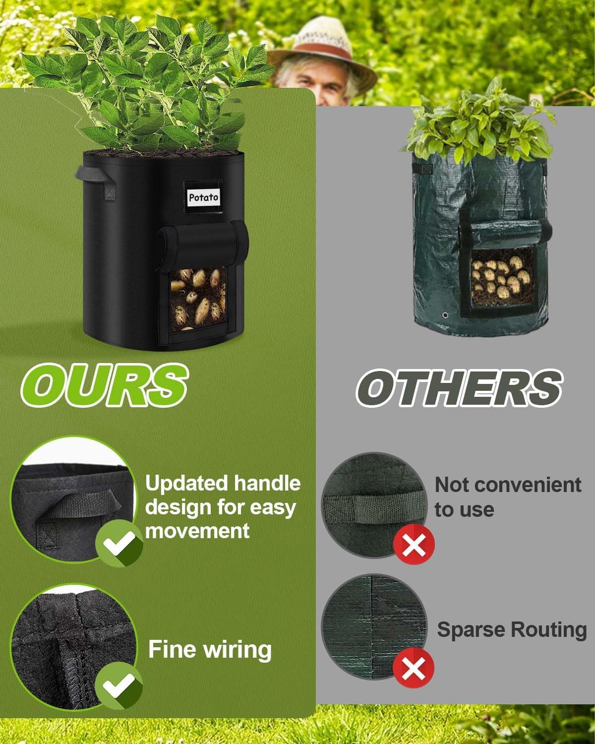 5er Pack 10 Gallonen Pflanzenanbau Taschen