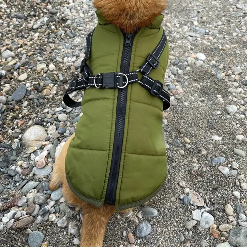 Wasserdichte Hundejacke für den Winter mit reflektierendem integriertem Geschirr