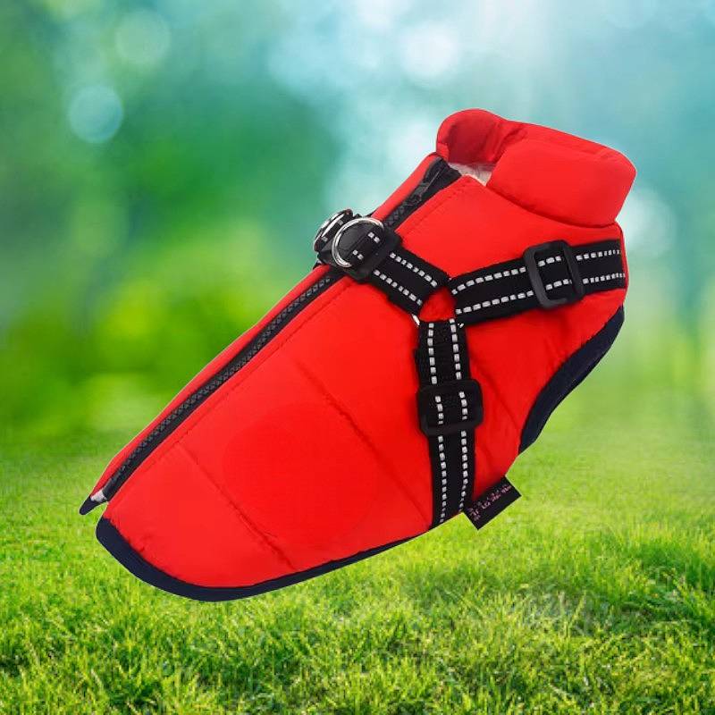 Wasserdichte Hundejacke für den Winter mit reflektierendem integriertem Geschirr