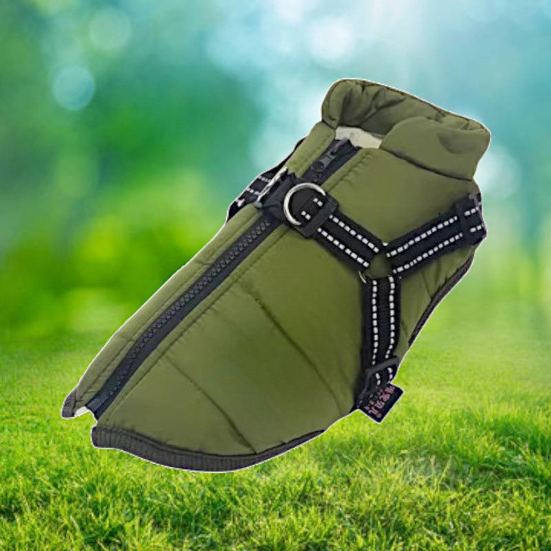 Wasserdichte Hundejacke für den Winter mit reflektierendem integriertem Geschirr