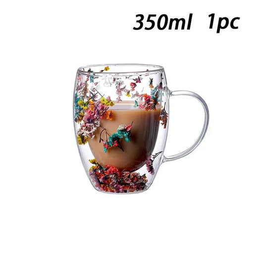 Tasse Glas mit Doppelte Wand Floral - BloomGlass