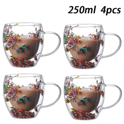 Tasse Glas mit Doppelte Wand Floral - BloomGlass