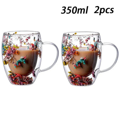 Tasse Glas mit Doppelte Wand Floral - BloomGlass