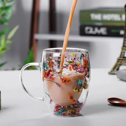 Tasse Glas mit Doppelte Wand Floral - BloomGlass