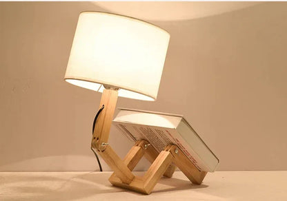 Moderne Holz Tischlampe mit integriertem Buchhalter – Stilvolle Beleuchtung für Ihr Zuhause