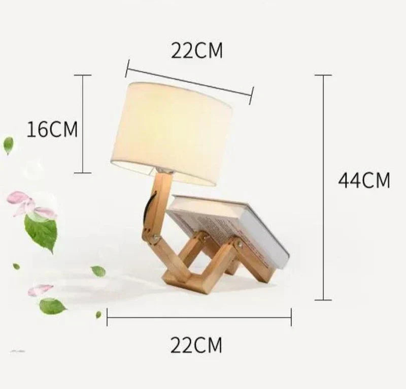 Moderne Holz Tischlampe mit integriertem Buchhalter – Stilvolle Beleuchtung für Ihr Zuhause