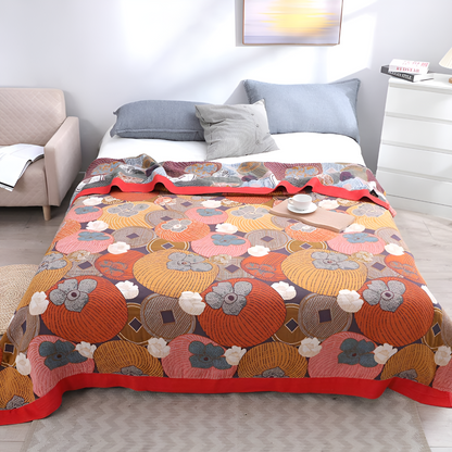 Bunte Baumwolle Persimmon Tagesdecke