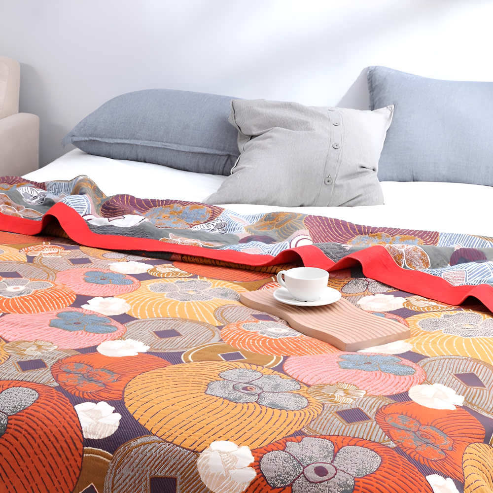 Bunte Baumwolle Persimmon Tagesdecke