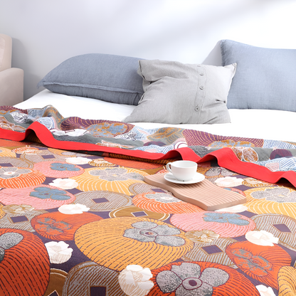 Bunte Baumwolle Persimmon Tagesdecke