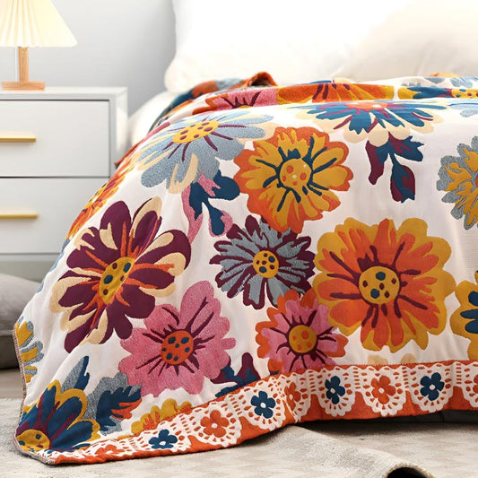 Helle Blumen Baumwoll-Decke