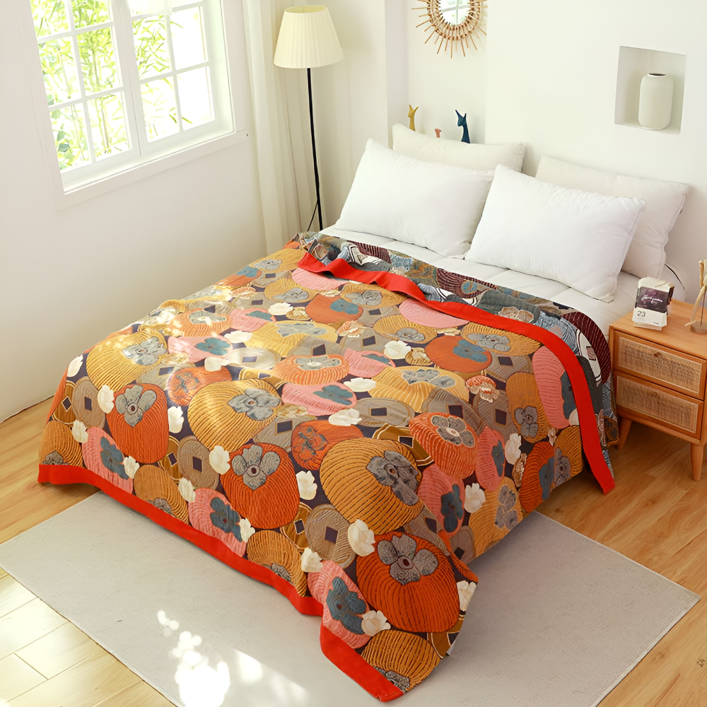 Bunte Baumwolle Persimmon Tagesdecke