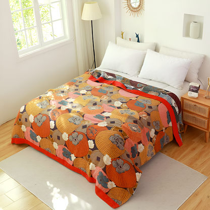 Bunte Baumwolle Persimmon Tagesdecke