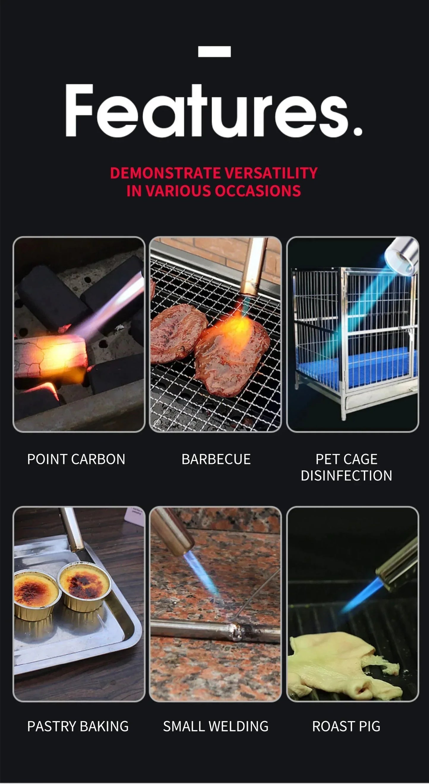 Tragbarer Butanflamme – Ideal für BBQ, Camping und Küchengebrauch