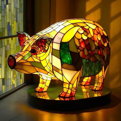Bleiglasstil Tierlampen (7 Optionen) Bär Panda Elch Schwein Giraffe Kaninchen Waschbär