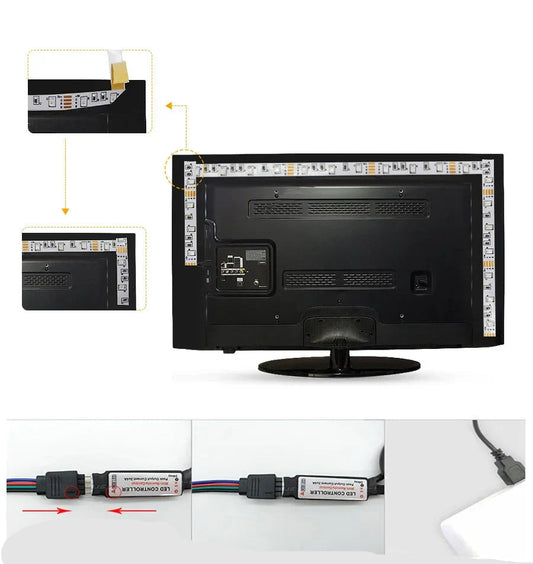 RGB LED Streifen mit USB – Farbenwechselndes Ambiente Licht für TV