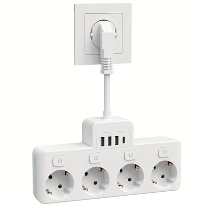 PowerHub Adapter | Effiziente Stromlösung mit 4 Steckdosen und USB-Ports