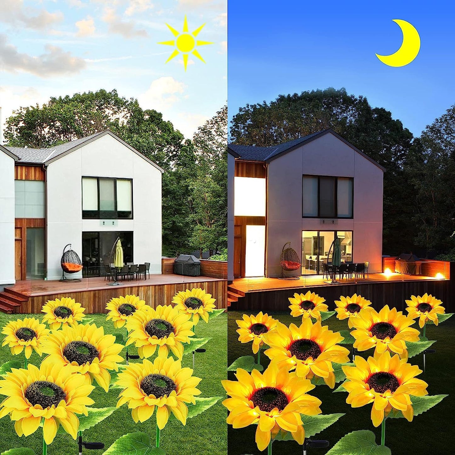 2er-Pack Solar Sonnenblume Gartenlicht - Außen wasserdichte LED Gartenlichter für Garten Weg Deko