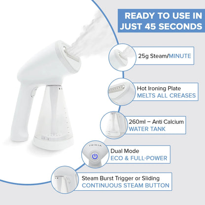 SteamEase – Handdampfer kompakt und leistungsstark für zu Hause und auf Reisen