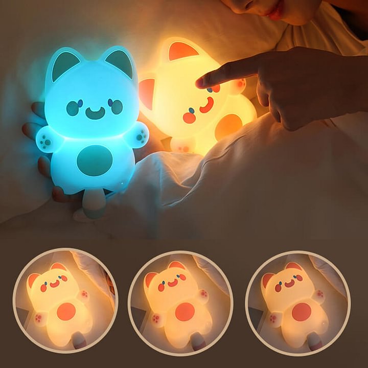 Quietsilicone Doodle Katze LED Nachtlicht - Perfektes Geschenk für Kinder und Mädchen