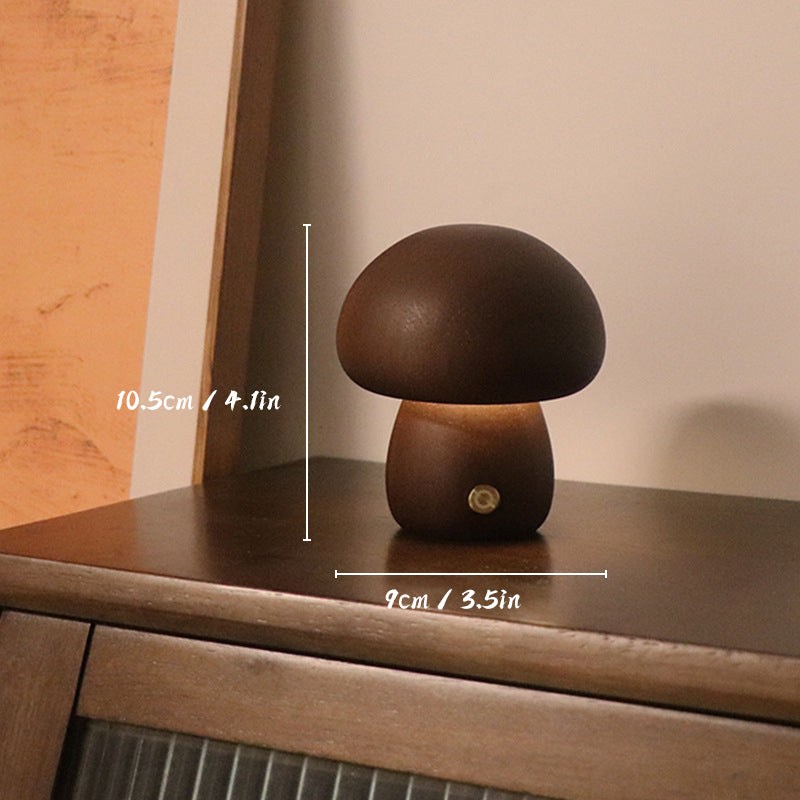 Tischlampe Wiederaufladbar aus Holz "Champignon" LED - Umweltfreundlich und Touch