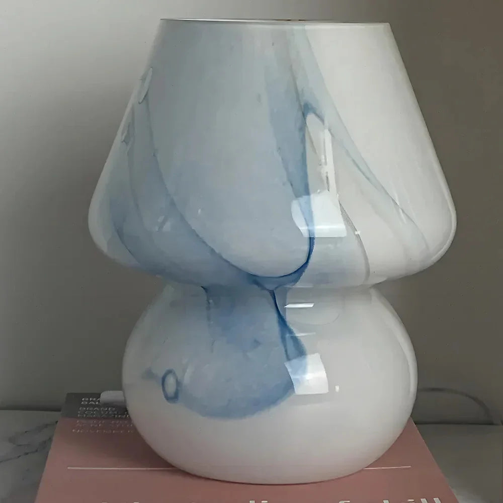 Elegante Glas-Pilz-Tischlampe