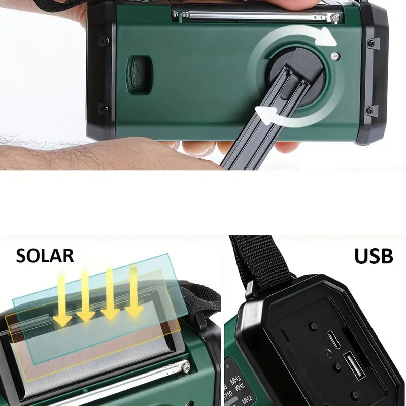 Solar-notfallradio Mit Powerbank – Kurbelradio Mit Led-taschenlampe Für Camping & Outdoor