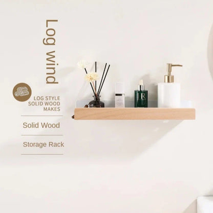 Wandmontierte Massivholz-Aluminium-Lagerregal Badezimmer Organizer Regal