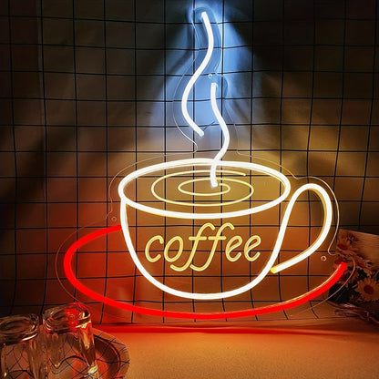 LED-Neon Kaffeetassen-Wandlicht